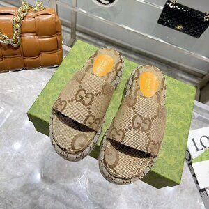 Gucci Beige and Brown Sandals